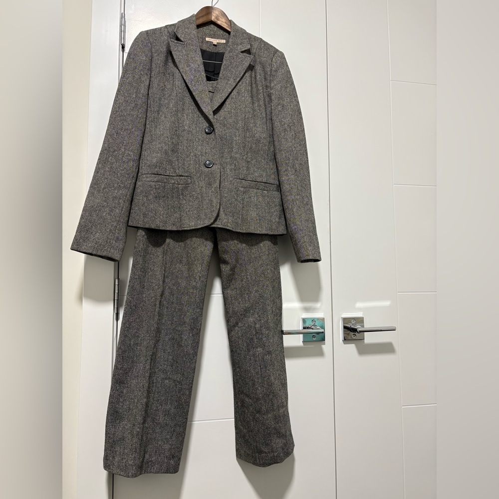 Classic Gray Wool Blend Women's Trouser Suit